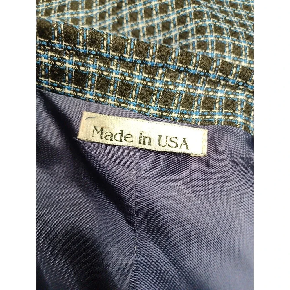 Vtg Paitano Tweed Blazer Mens Sz 50 Black Blue Plaid